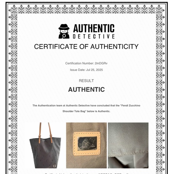 Authentic FENDI Vintage Zucchino Monogram Canvas Tote Bag Tan Leather -COA - Picture 3 of 11